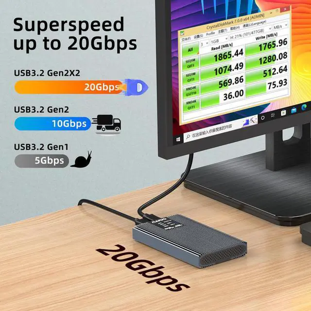 Alt view image 5 of 7 - MAIWO M.2 NVMe Cloner Dual-Bay NVMe Docking Station USB C to NVMe SSD Enclosure Aluminum M.2 Duplicator Offline Clone for PCIe M-Key SSDs Max 8TB Tool Free USB3.2 GEN2x2 20Gbps Speed