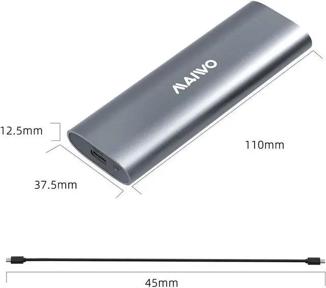 Alt view image 7 of 7 - MAIWO M.2 NVMe SSD Enclosure, USB 3.1 GEN2 10Gbps Support UASP Trim, 4TB Capacity, Tool Free M.2 NVMe PCIe SSD to USB-C Adapter Reader Case, Supports 2230/2242/2260/2280 PCIe M-Key SSDs