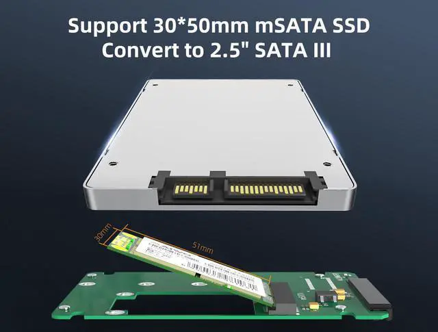 Alt view image 5 of 7 - MAIWO KT031A mSATA to SATA Enclosure mSATA to 2.5 SATA Adapter SSD Hard Drive Converter to SATA 3.0 Card with Case,support mSATA SSD 30*50mm