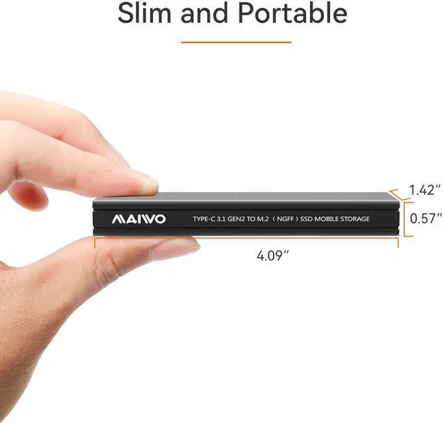 Alt view image 7 of 7 - MAIWO Aluminum M.2 SATA SSD Enclosure Reader USB 3.1 Gen 2(6Gbps) Type-C External SSD Adapter Support UASP Trim for M2 SATA NGFF 2242/2260/2280 SSD with B Key/B+M Key (for M.2 SATA SSD only)