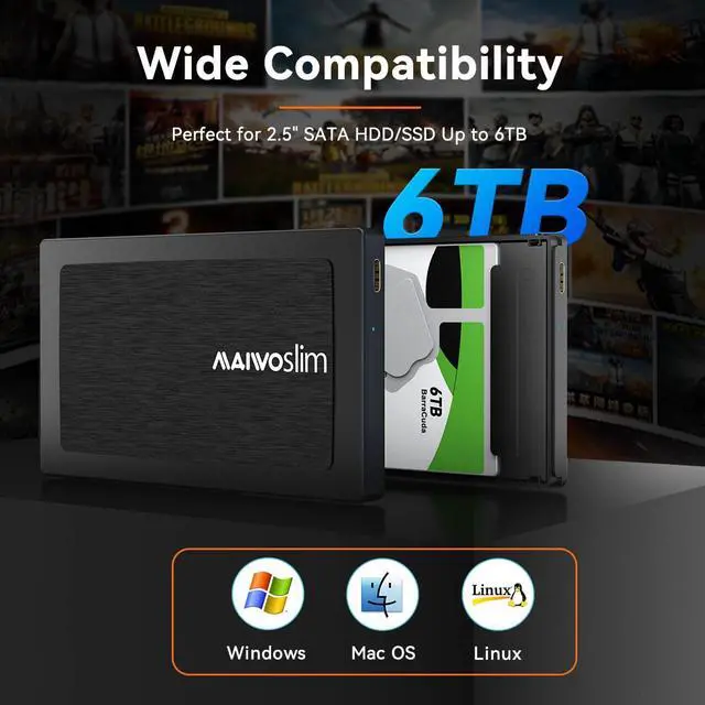 Alt view image 4 of 7 - MAIWO USB C Hard Drive Enclosure for 2.5" SATA SSD HDD Aluminum USB C to SATA Adapter USB 3.1 Gen 2 Support UASP SATA III Compatible with MacBook Pro Air WD Seagate Toshiba Samsung Hitachi