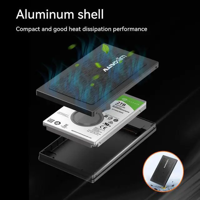 Alt view image 6 of 7 - MAIWO USB C Hard Drive Enclosure for 2.5" SATA SSD HDD Aluminum USB C to SATA Adapter USB 3.1 Gen 2 Support UASP SATA III Compatible with MacBook Pro Air WD Seagate Toshiba Samsung Hitachi