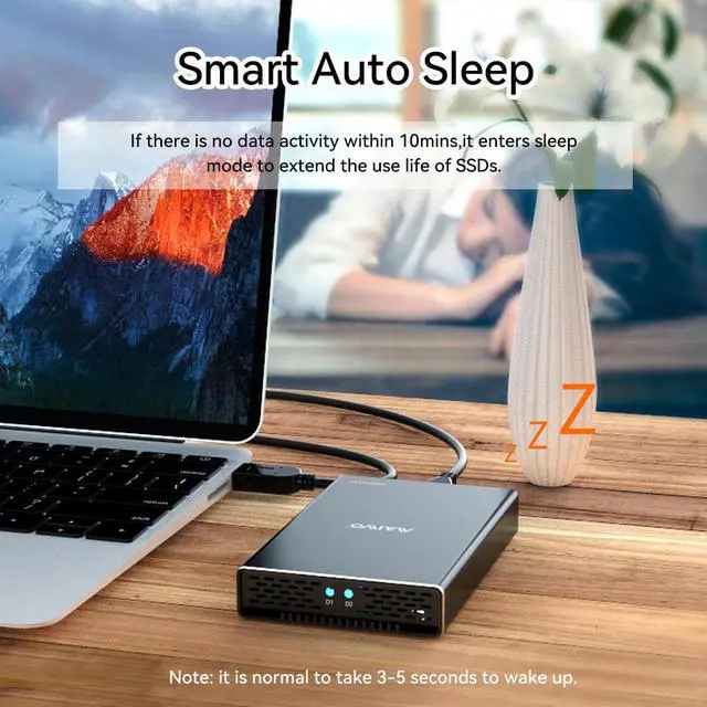 Alt view image 4 of 7 - MAIWO Dual Bay USB Type C to B-Key/B+M Key SATA M.2 SSD Hard Drive Enclosure Aluminum 
 Raid Case with RAID0/1/JBOD to speed 10Gbps