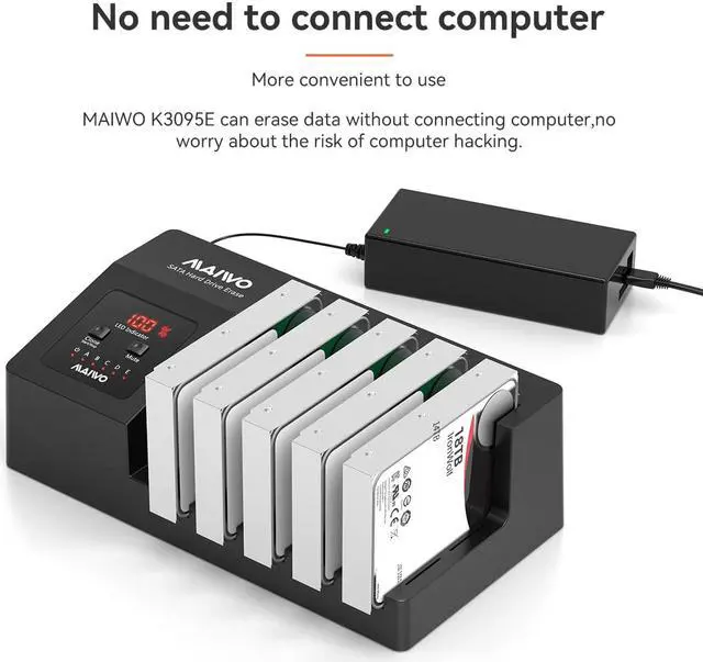 Alt view image 3 of 7 - MAIWO Five Bay USB to 2.5"/3.5" SATA 6Gbps HDD erase docking station Dock with LED Indicators,no PC needed Had Drive Eraser