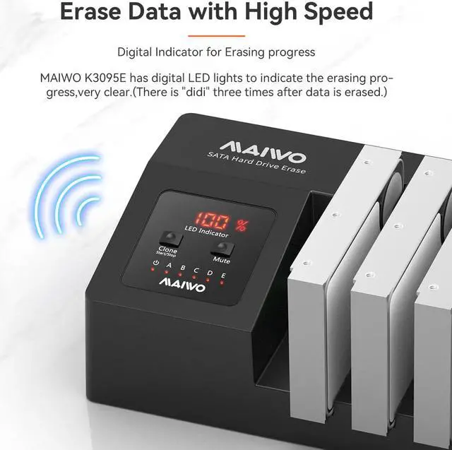 Alt view image 4 of 7 - MAIWO Five Bay USB to 2.5"/3.5" SATA 6Gbps HDD erase docking station Dock with LED Indicators,no PC needed Had Drive Eraser