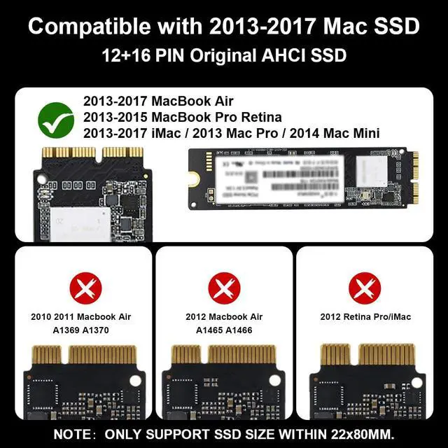 Alt view image 3 of 7 - MAIWO MacBook SSD External Enclosure, Type-C to 12+16 PIN Apple Flash AHCI Hard Drive Adapter for 2013-2017 MacBook Pro, MacBook Air, Mac Pro, iMac, USB3.2 GEN2x2 Max 20Gbps