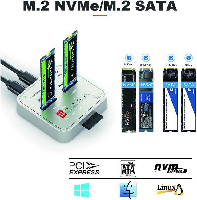 MAIWO Dual Bay NVMe/SATA M.2 SSD Docking Station, USB3.1 GEN2