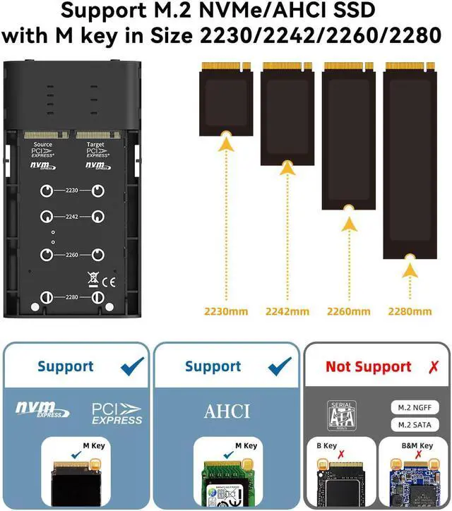 Alt view image 4 of 7 - MAIWO M.2 NVMe Cloner Dual-Bay NVMe Docking Station USB C to NVMe SSD Enclosure Aluminum M.2 Duplicator Offline Clone for PCIe M-Key SSDs Max 8TB Tool Free USB3.2 GEN2x2 20Gbps Speed