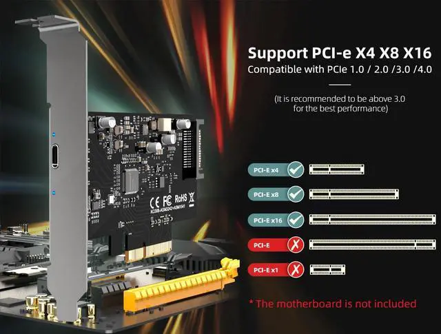 Alt view image 3 of 7 - MAIWO Type USB C PCI-Express to USB 3.2 Gen2x2 20Gbps PCIe PCI-E PCI Express Expansion Card Adapter Compatible with Windows 8/10, Built-in ASMedia ASM3242