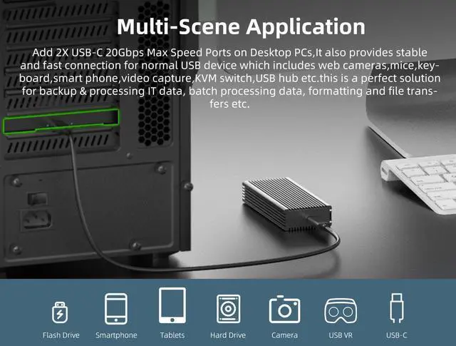 Alt view image 5 of 7 - MAIWO Type USB C PCI-Express to USB 3.2 Gen2x2 20Gbps PCIe PCI-E PCI Express Expansion Card Adapter Compatible with Windows 8/10, Built-in ASMedia ASM3242