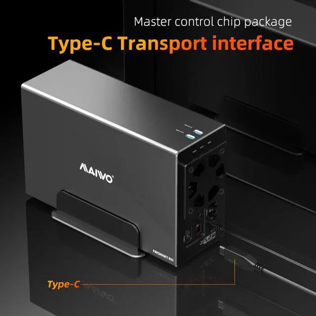 Alt view image 4 of 7 - MAIWO 2 Bay 3.5 inch SATA External RAID Enclosure for Data Backup Storage, 10Gbps Dual Bay Hard Drive Docking Station to USB3.1 Type-C, Max 36TB Capacity Support RAID 0 /1 /Large(JBOD) /Normal Mode