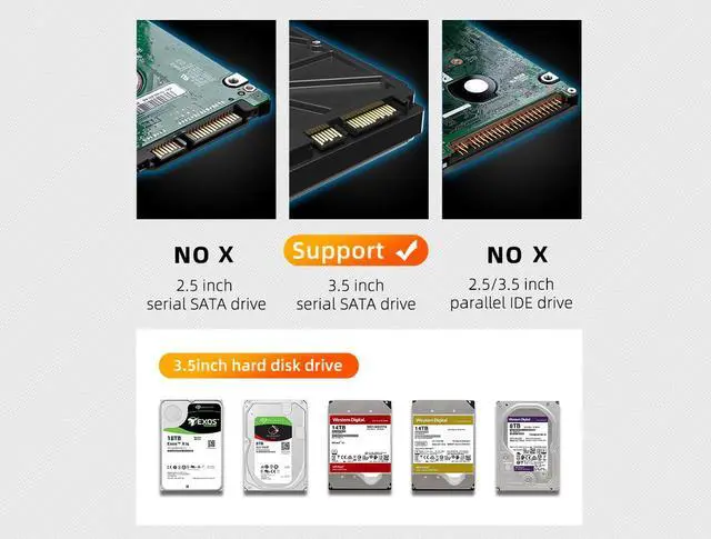 Alt view image 3 of 7 - MAIWO 2 Bay 3.5 inch SATA External RAID Enclosure for Data Backup Storage, 10Gbps Dual Bay Hard Drive Docking Station to USB3.1 Type-C, Max 36TB Capacity Support RAID 0 /1 /Large(JBOD) /Normal Mode