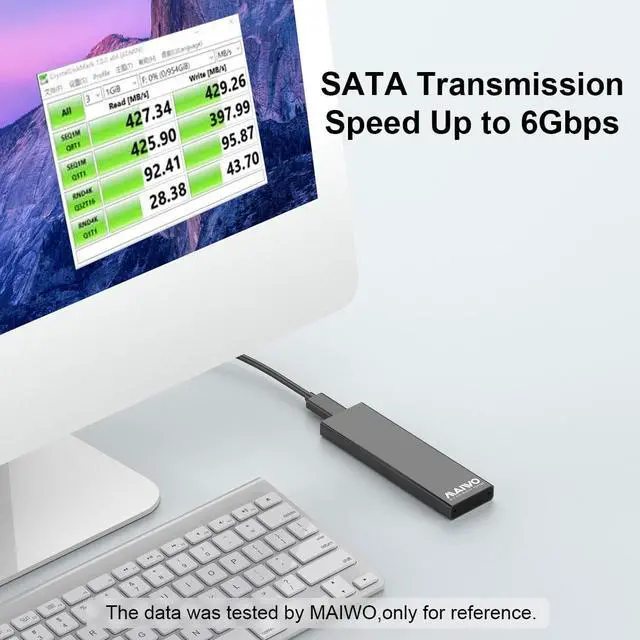 Alt view image 4 of 7 - MAIWO Aluminium USB 3.1 M.2 SATA SSD External Hard Drive Enclosure Type C Adapter Case with UASP, Support M.2 SATA  Hard Drive SSD in Size 2280/2260/2242/2230 with B-Key / B+M-Key