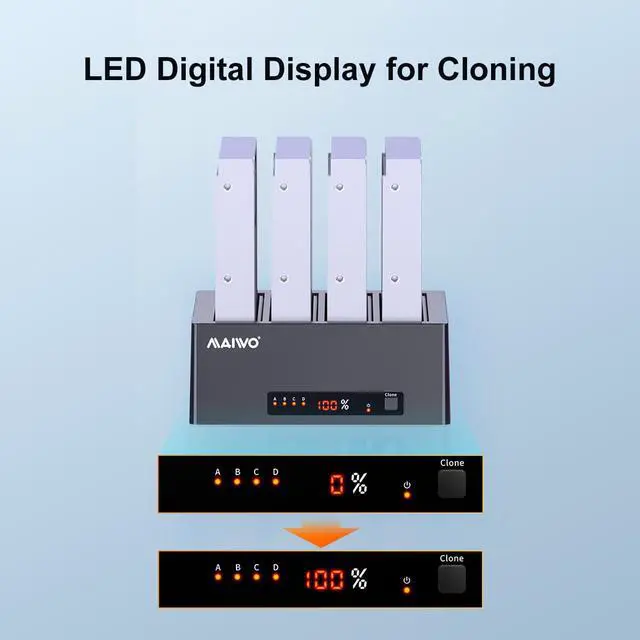 Alt view image 6 of 7 - MAIWO Docking Station 4 Bay for 2.5 3.5 inch SATA External Hard Drive with eSATA Interface, USB 3.0 HDD SSD Cloner Duplicator, 72TB Capacity
