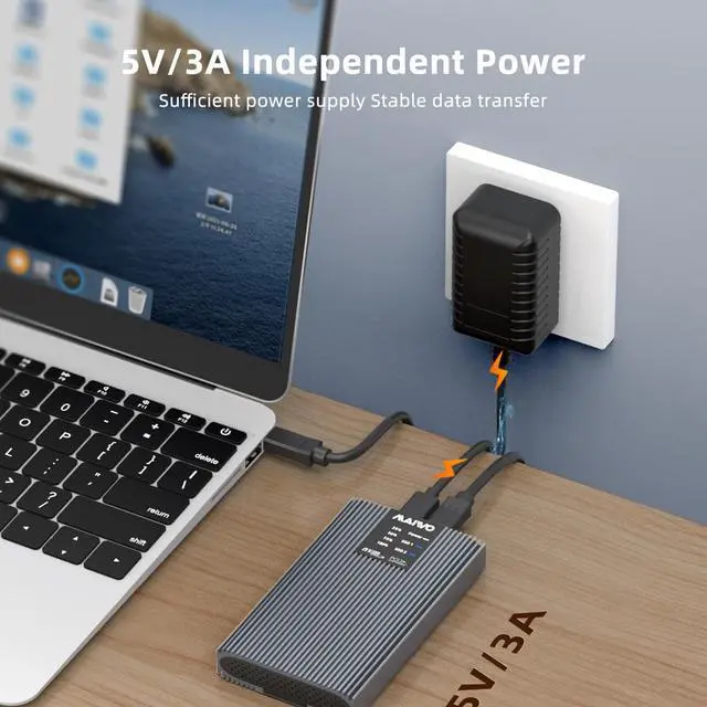 Alt view image 7 of 7 - MAIWO M.2 NVMe Cloner Dual-Bay NVMe Docking Station USB C to NVMe SSD Enclosure Aluminum M.2 Duplicator Offline Clone for PCIe M-Key SSDs Max 8TB Tool Free USB3.2 GEN2x2 20Gbps Speed