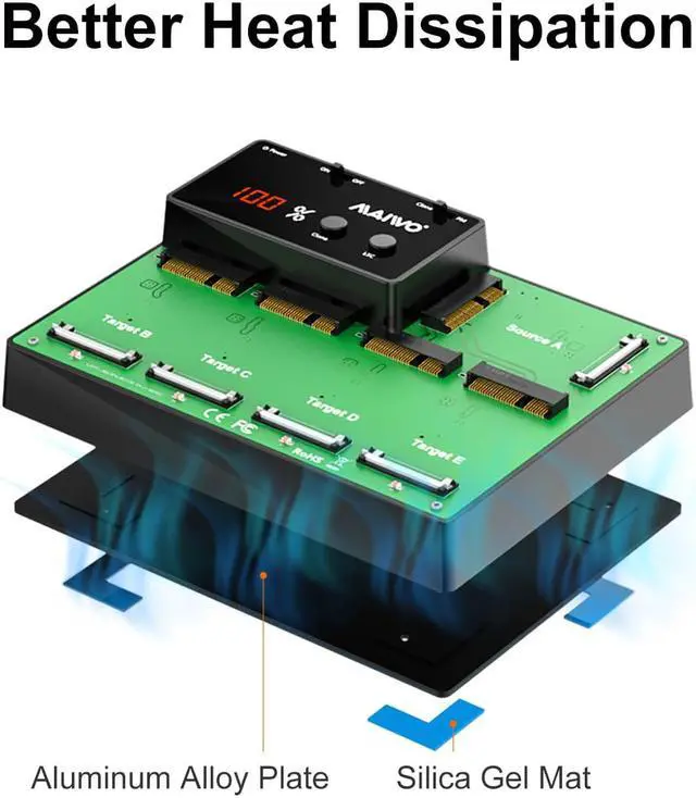 Alt view image 5 of 7 - MAIWO 5 Bay mSATA Hard Drive Duplicator Dock, 5Gbps Transfer Rate, USB3.0 to Mini SATA SSD Docking Station Cloner, with Clone Progress Digital Indicator, Support 1TB*5 Capacity