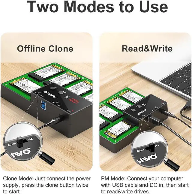 Alt view image 6 of 7 - MAIWO 5 Bay mSATA Hard Drive Duplicator Dock, 5Gbps Transfer Rate, USB3.0 to Mini SATA SSD Docking Station Cloner, with Clone Progress Digital Indicator, Support 1TB*5 Capacity