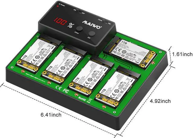 Alt view image 7 of 7 - MAIWO 5 Bay mSATA Hard Drive Duplicator Dock, 5Gbps Transfer Rate, USB3.0 to Mini SATA SSD Docking Station Cloner, with Clone Progress Digital Indicator, Support 1TB*5 Capacity