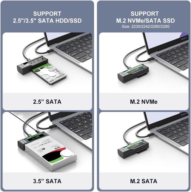 MAIWO Portable Dual Bay Hard Drive Adapter Reader for 2.5 /3.5