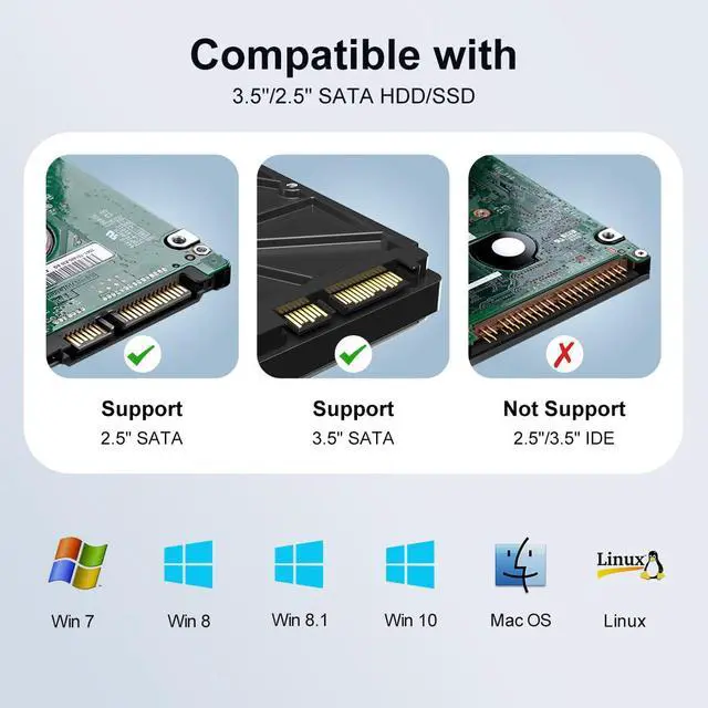 Alt view image 4 of 7 - MAIWO Tool-Free 2.5/3.5" USB 3.0 External Hard Drive SSD Enclosure Black - 1 Bay USB 3.0 w/UASP & SATA III, Up To 16TB.