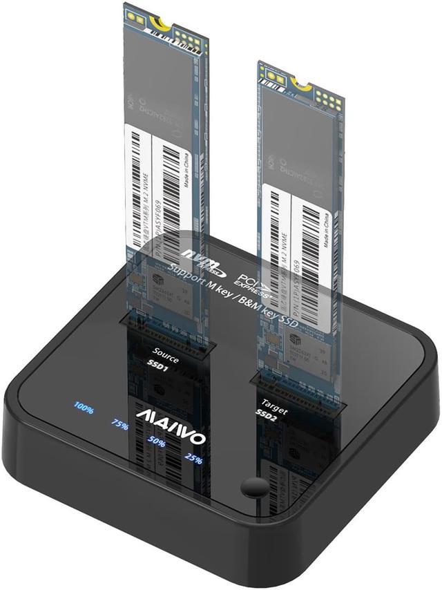 MAIWO 2 Bay M.2 NVMe SSD Duplicator,USB C to NVMe M.2 SSD External  Enclosure, Mini M.2 Hard Drive Docking Station, USB Type C Gen 2 10Gbps,  Support