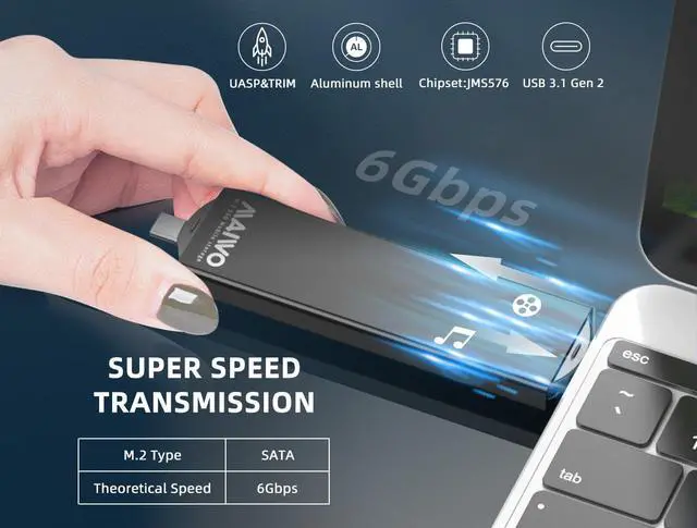 Alt view image 2 of 7 - MAIWO M.2 Enclosure for M.2 SATA NGFF SSD 2 in 1 USB-A & USB C 3.1 Gen 1 to SATA B Key/ B&M-Key External Solid State Drive Enclosure 6Gbps with UASP Compatible with Samsung WD