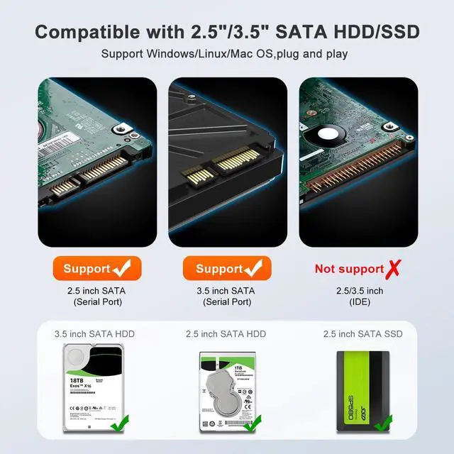 Alt view image 2 of 7 - MAIWO RGB Gaming Design  USB 3.0 to SATA for 2.5 " 3.5" SATA HDD SSD Enclosure with Aluminum Case,  Transmission Speed Up to 5Gbps, Tools free