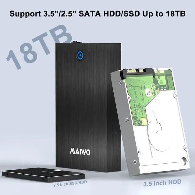 Alt view image 7 of 7 - MAIWO RGB Gaming Design  USB 3.0 to SATA for 2.5 " 3.5" SATA HDD SSD Enclosure with Aluminum Case,  Transmission Speed Up to 5Gbps, Tools free