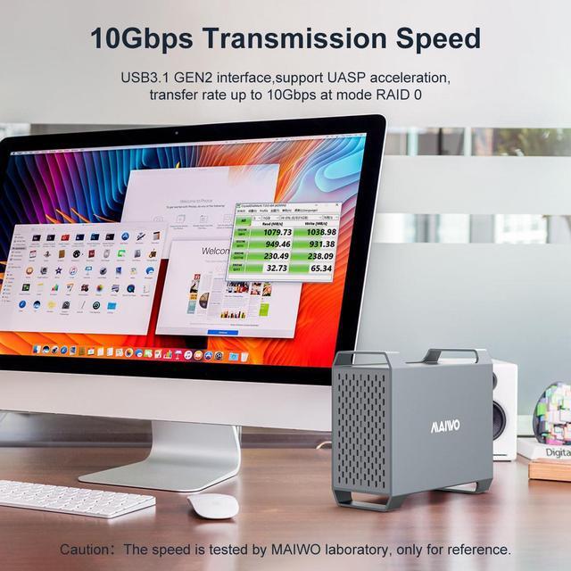 Alt view image 4 of 7 - MAIWO Dual Bay 3.5'' SATA HDD Docking Station with Cooling Fan, 10Gbps Type C SATA I II III External Hard Drive Raid Enclosure, 36TB Capacity, with RAID 0/1/Normal/Large Raid Modes