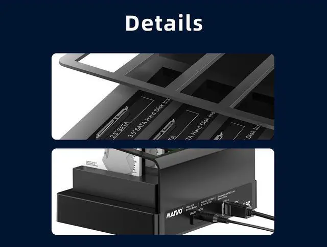 Alt view image 7 of 7 - MAIWO 4 Bay USB 3.0 to SATA External Hard Drive Docking Station Dock for 2.5 /3.5 inch SATA III HDD SSD, Up to 5Gbps High Speed, Support UASP, Max 64TB Capacity (Not Support Offline Clone)