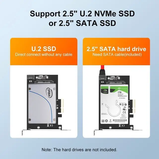 Alt view image 3 of 7 - MAIWO KT048 U.2 to Pcie Adapter,SFF 8639 to PCIE 3.0 x4 Riser Card, PCI-E 3.0 X4 SATA Adapter,for 2.5" U.2 NVME SSD and 2.5" SATA SSD