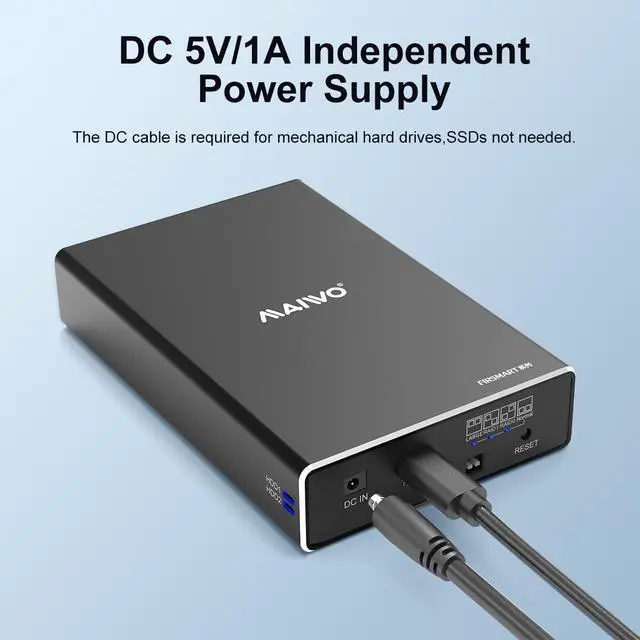 Alt view image 6 of 7 - MAIWO Dual Bay USB3.1 Gen 2 USB Type C to SATA External Hard Drive Enclosure for 2.5 inch HDD/SSD Max 12TB (2 x 6TB SSD) Aluminum Alloy 2.5" SATA RAID Case Enclosure Support RAID 0/1/Large/Normal Mode