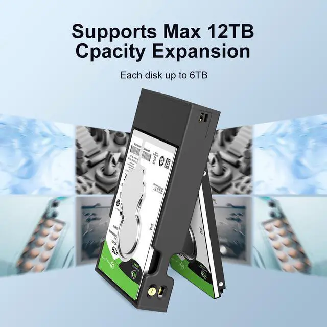 Alt view image 3 of 7 - MAIWO Dual Bay USB3.1 Gen 2 USB Type C to SATA External Hard Drive Enclosure for 2.5 inch HDD/SSD Max 12TB (2 x 6TB SSD) Aluminum Alloy 2.5" SATA RAID Case Enclosure Support RAID 0/1/Large/Normal Mode