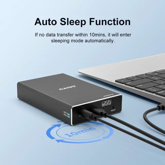 Alt view image 7 of 7 - MAIWO Dual Bay USB3.1 Gen 2 USB Type C to SATA External Hard Drive Enclosure for 2.5 inch HDD/SSD Max 12TB (2 x 6TB SSD) Aluminum Alloy 2.5" SATA RAID Case Enclosure Support RAID 0/1/Large/Normal Mode