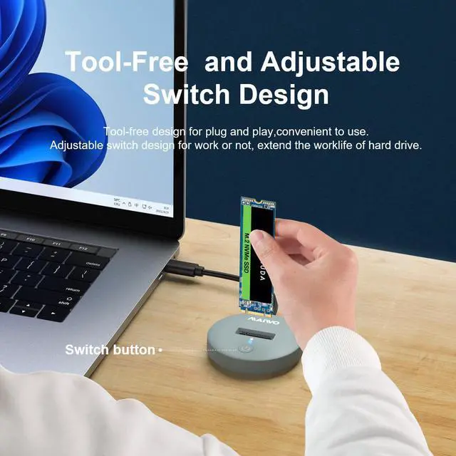 Alt view image 6 of 7 - MAIWO M.2 NVMe / SATA SSD to USB Type C Adapter Dock, Tool Free M.2 SSD Enclosure, Up to 10Gbps Transmission Rate, Support SSD Size 2230/2242/2260/2280/22110