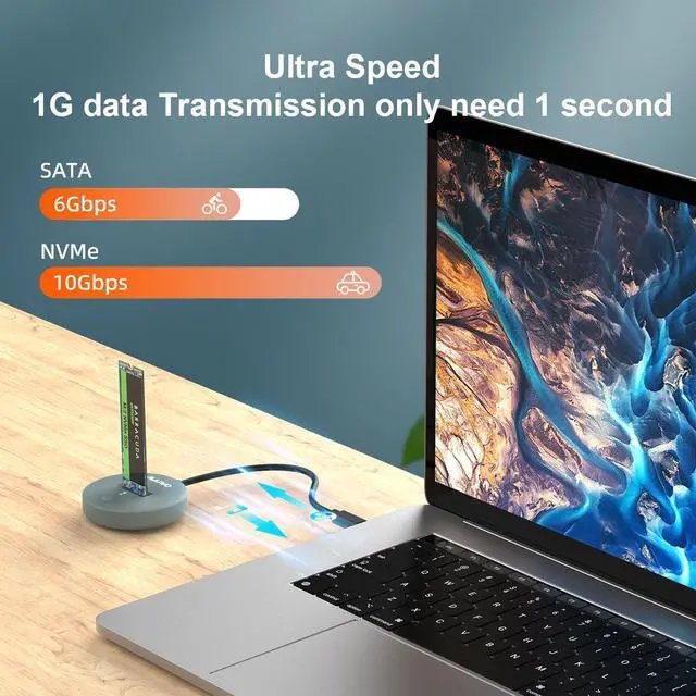 Alt view image 2 of 7 - MAIWO M.2 NVMe / SATA SSD to USB Type C Adapter Dock, Tool Free M.2 SSD Enclosure, Up to 10Gbps Transmission Rate, Support SSD Size 2230/2242/2260/2280/22110