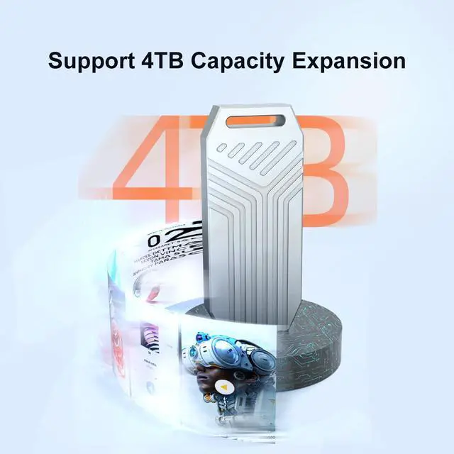 Alt view image 2 of 6 - MAIWO USB4.0 40Gbps NVMe SSD Enclosure for M1 M2 Pro/Max, Compatible with Thunderbolt 4/3 USB4.0/3.2/3.1/3.0/2.0, 8TB Capacity, Support M.2 NVMe M-Key M+B-Key 2280mm, Tool Free Case