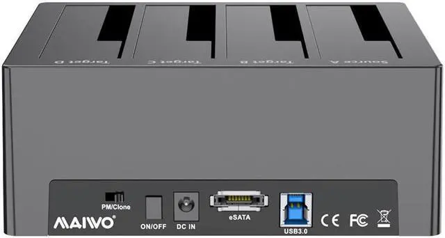 Alt view image 8 of 7 - MAIWO Docking Station 4 Bay for 2.5 3.5 inch SATA External Hard Drive with eSATA Interface, USB 3.0 HDD SSD Cloner Duplicator, 72TB Capacity