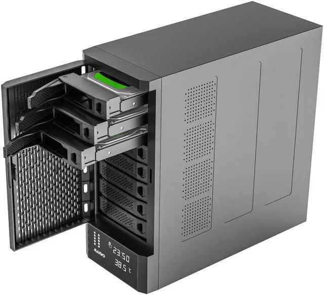 Main image of MAIWO 8 Bay SATA Hard Drive Enclosure for 2.5" 3.5" HDD SSD with Build-in Fan & Smart Temperature System, Tool-Free Aluminum HDD Docking Station for Business Data Backup and Expansion Max up 128TB