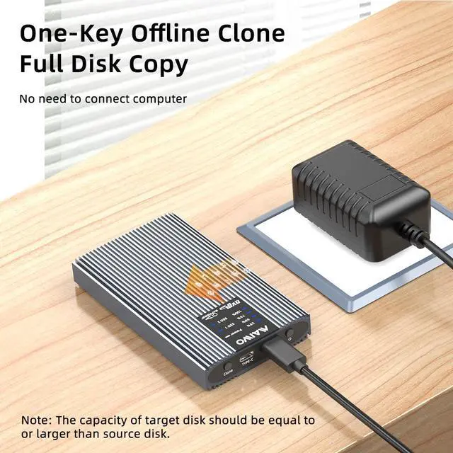 Alt view image 6 of 7 - MAIWO M.2 NVMe Cloner Dual-Bay NVMe Docking Station USB C to NVMe SSD Enclosure Aluminum M.2 Duplicator Offline Clone for PCIe M-Key SSDs Max 8TB Tool Free USB3.2 GEN2x2 20Gbps Speed