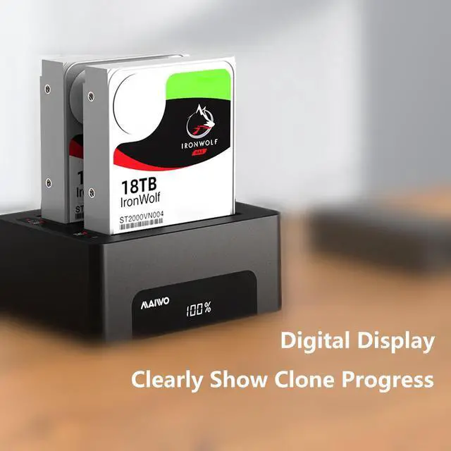 Alt view image 6 of 7 - MAIWO Dual Bay Docking Station for SATA 2.5/3.5inch Hard Drive with offline Cloning Duplicator, USB3.0 SATA HDD SSD Enclosure, Supports UASP, up to 32TB Capacity, SATA Hard Drive Dock/Adapter/Reader