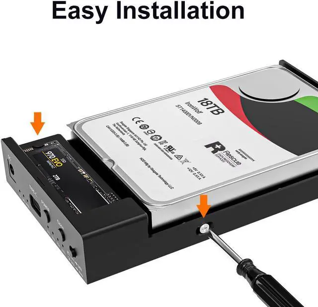 Alt view image 7 of 7 - MAIWO M.2 NVMe Enclosure + 3.5/2.5 Inch SATA Hard Drive Enclosure, Dual Bay HDD SSD Duplicator for M.2 & 3.5/2.5 Inch SATA Drive, Max 10Gbps Transfer Rate Up to 22TB Capacity