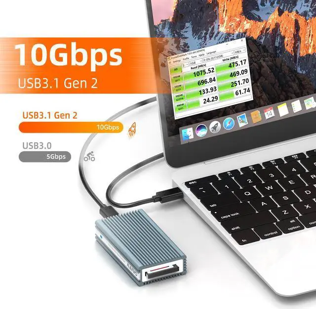 Alt view image 3 of 7 - MAIWO CFexpress Type B Card Reader Adapter, Portable Aluminum USB C 3.1 Gen 2 Type C to CF Express Reader, CF Express Memory Card Adapter up to 10Gbps, Support Windows/Mac OS/Linux/Android