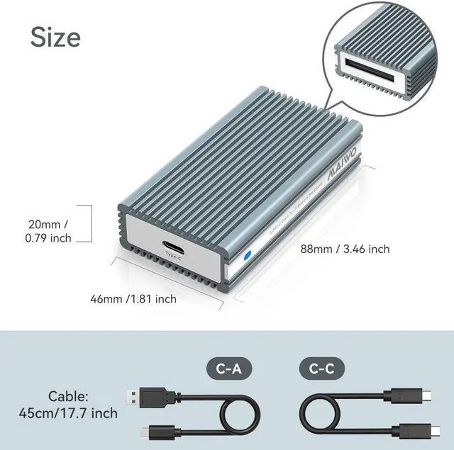 Alt view image 7 of 7 - MAIWO CFexpress Type B Card Reader Adapter, Portable Aluminum USB C 3.1 Gen 2 Type C to CF Express Reader, CF Express Memory Card Adapter up to 10Gbps, Support Windows/Mac OS/Linux/Android