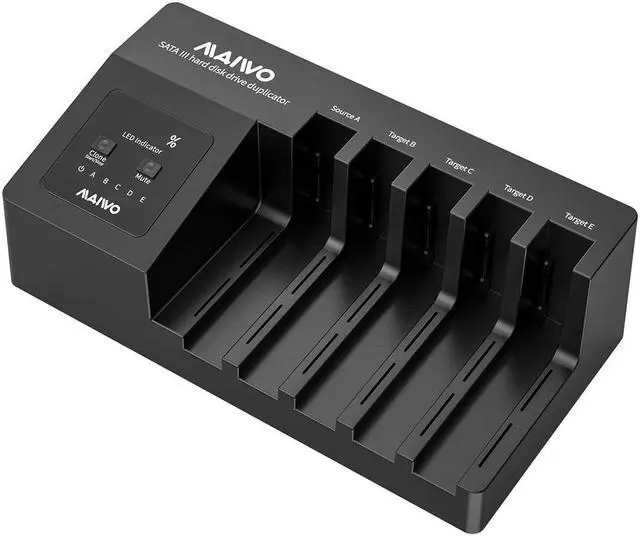 Main image of MAIWO SATA 5 Bay Hard Drive Duplicator Docking Station for 2.5'' 3.5'' HDD/SSD with Offline Clone, USB 3.1 Type C, Support SATA III II I, Max 5X 22 TB, w/ Built-in Cooling Fan
