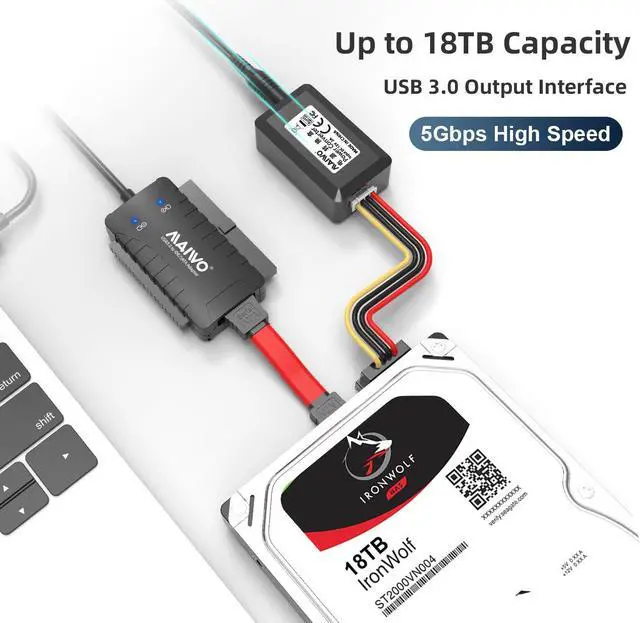 Alt view image 4 of 7 - MAIWO USB 3.0 to 2.5'' 3.5'' SATA/IDE Enclosure Adapter Converter for Universal 2.5 3.5 inch IDE and SATA HDD/SSD, 5.25 inch DVD/CD-ROM Optical Drive, 18TB Capacity, 12V/2A Power Adapter