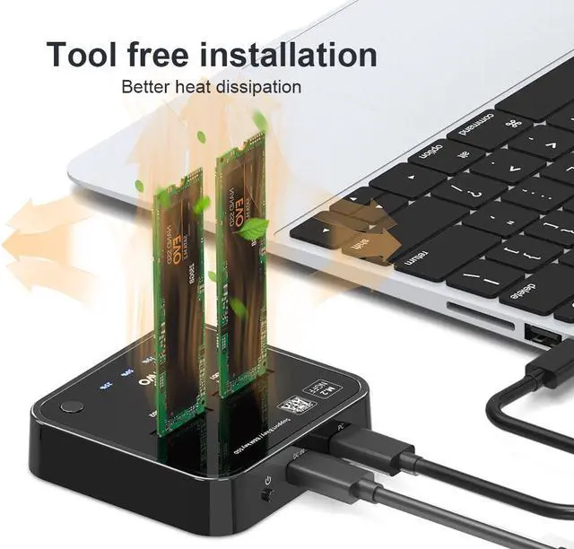 Alt view image 6 of 7 - MAIWO Dual Bay M.2 SATA Docking Station Duplicator Offline Cloner, USB3.1 Type C to M.2 SATA Hard Drive Enclosure for B + M Key, Transfer Speed Up to 6Gbps Storage up to 2x2TB
