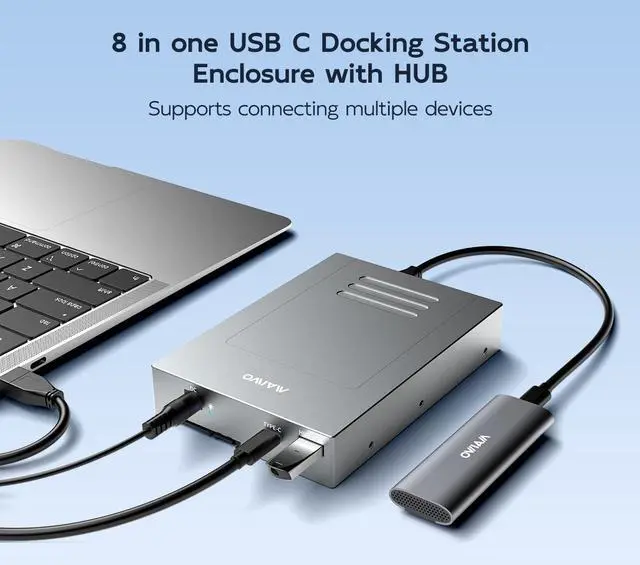 Alt view image 2 of 7 - MAIWO USB3.2 Gen2 Type-C Docking Station with 5 Hard Drive Enclosures for M.2 NVMe/M.2 SATA/mSATA/2.5 SATA, Type A 8-in-1 Hard Drive Reader,10Gbps,Works with USB Flash Drive Card Reader Mouse