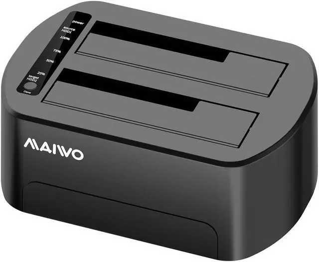 Alt view image 7 of 7 - MAIWO Dual Bay Hard Drive Docking Station for SATA 2.5/3.5inch with offline Clone, USB3.0 SATA HDD SSD Duplicator with RGB LED Lights, Supports UASP, up to 32TB Capacity