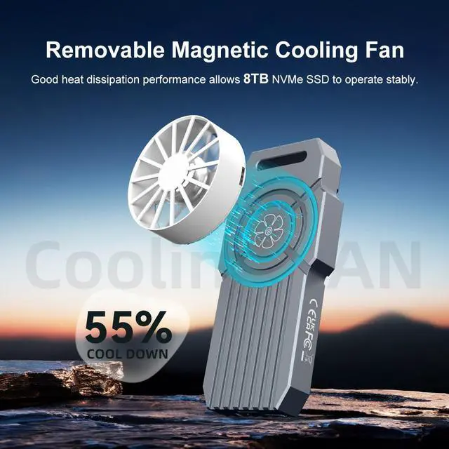 Alt view image 3 of 7 - MAIWO 40Gbps NVME Enclosure with Fan, Tool-Free Type C M.2 SSD Enclosure for M1 M2 Pro/Max, Compatible with Thurderbolt4.0&USB4/3.2/3.1, 8TB Storage Expansion